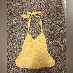 Vanessa Virginia by Anthropologie Yellow Halter Top